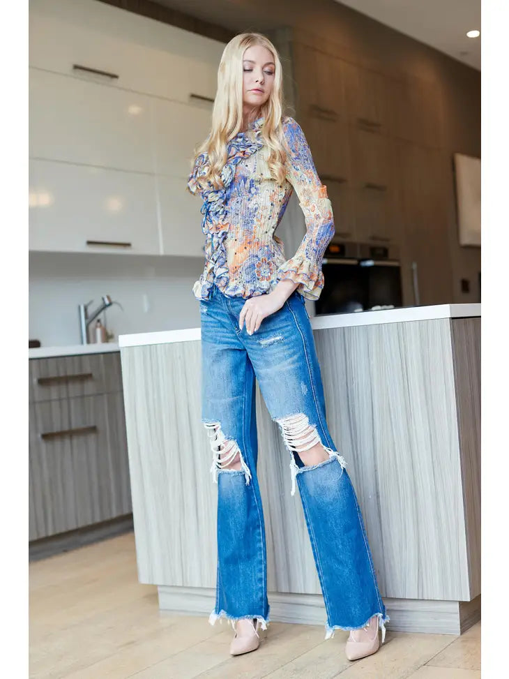 Heavy Distressed Dad Jeans - High Rise