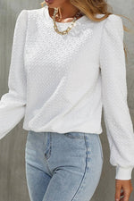 Textured Puff Sleeve Top - White