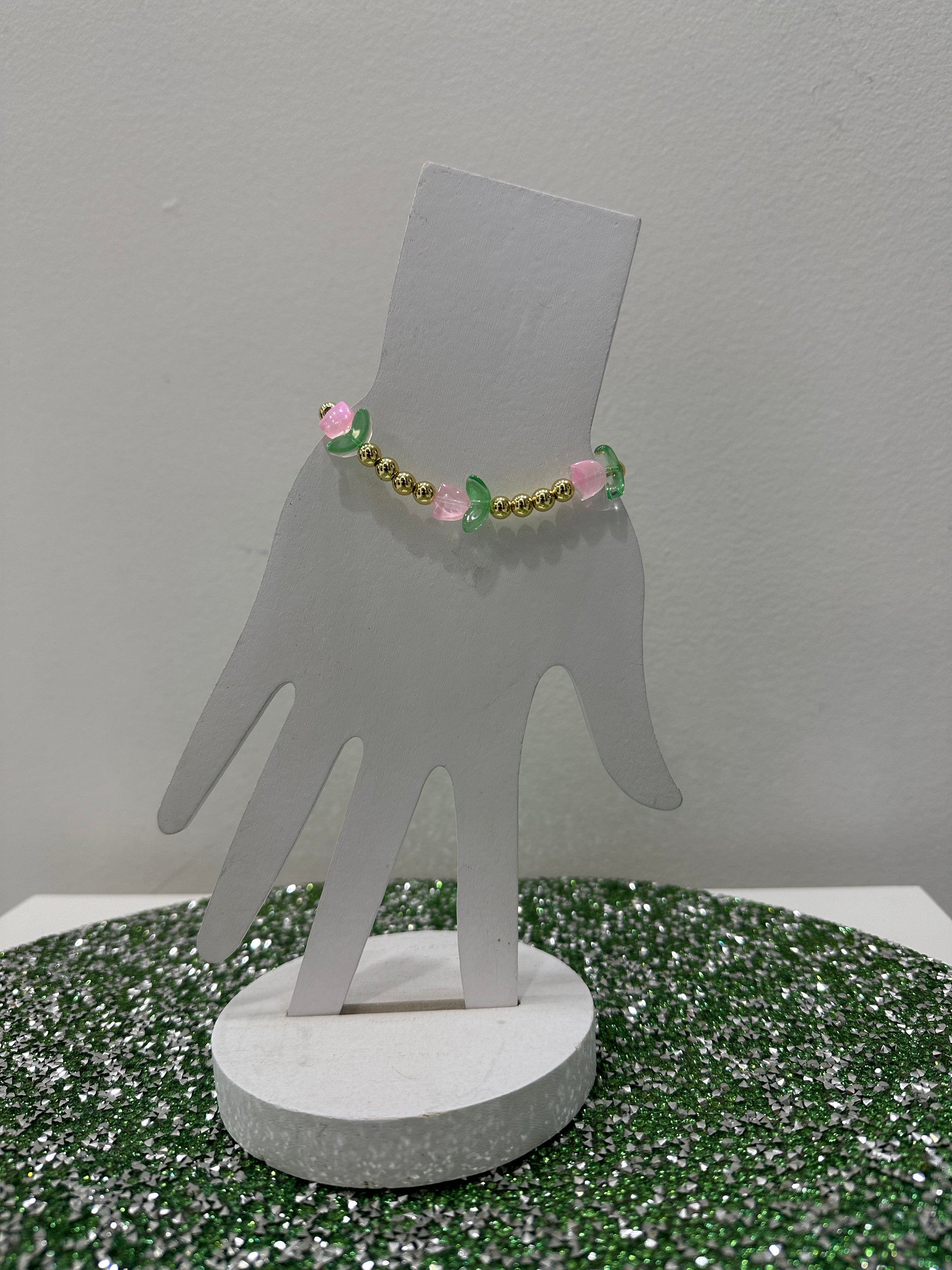 Tulip Beaded Bracelet - Pink