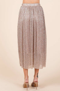 Metallic Midi Skirt - Blush