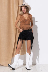 Emie Fringe Suede Top Rodeo