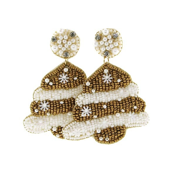 Beaded Christmas Tress Earrings