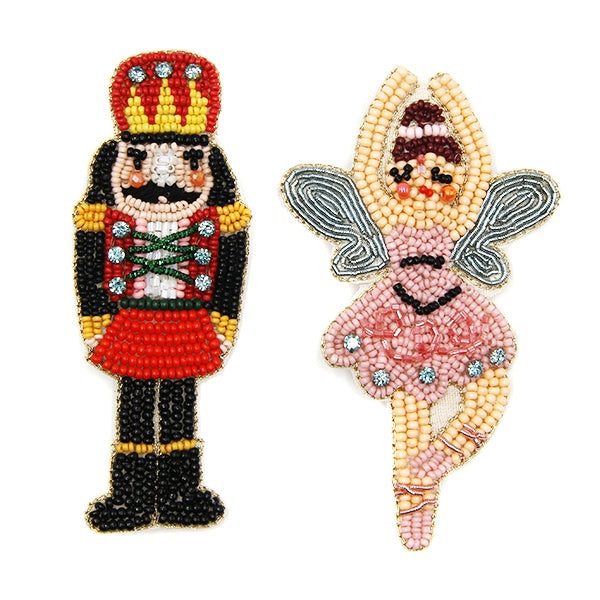 Nutcracker Beaded Brooch Pin Set