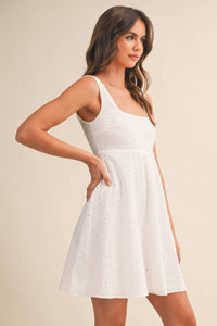 Eyelet Mini Dress - White