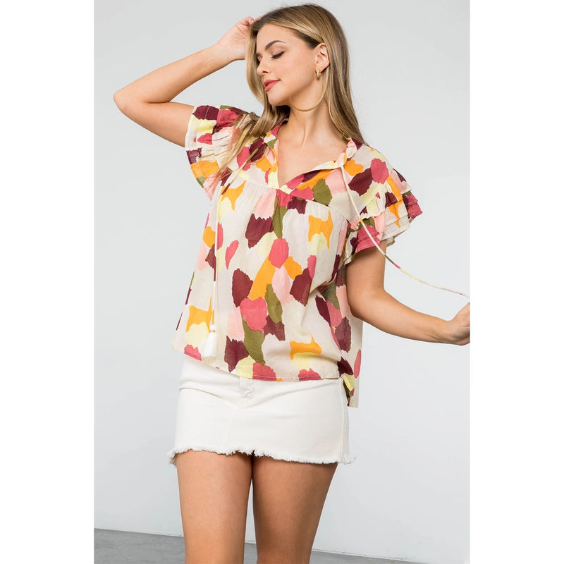 Regina Pattern Blouse - V-Neck