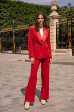 Natasha Velvet Fitted Blazer - Red