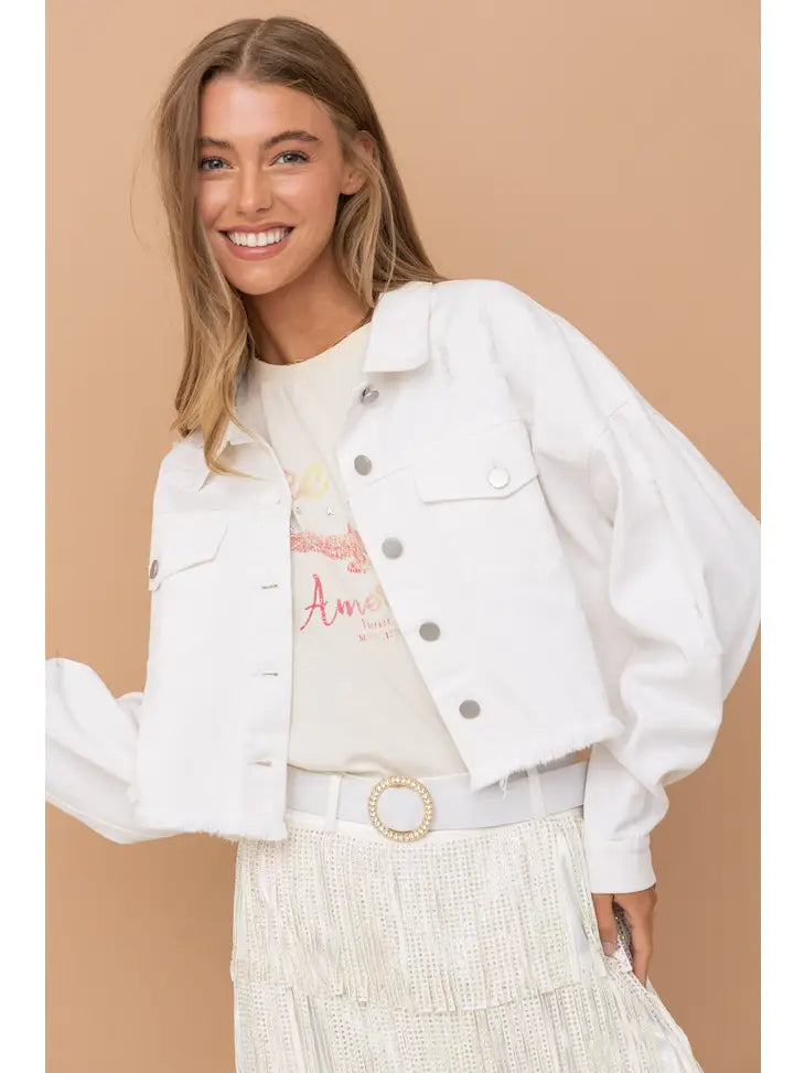 Rhinestone Fringe Jacket - White Rodeo Outfit