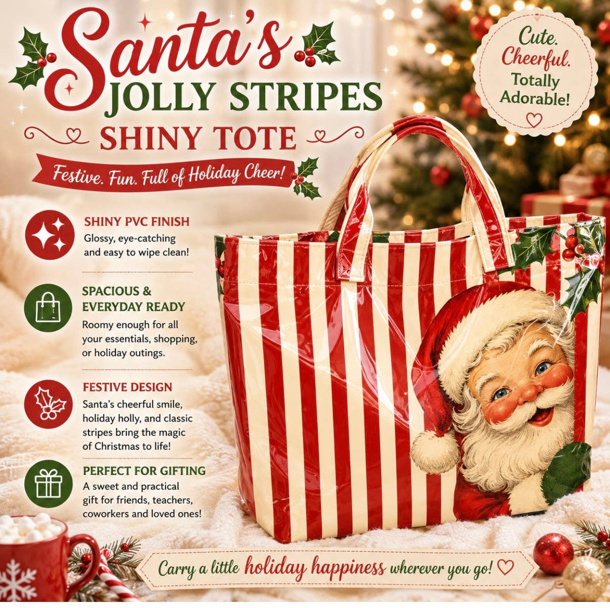 Santa’s Jolly Stripes Tote