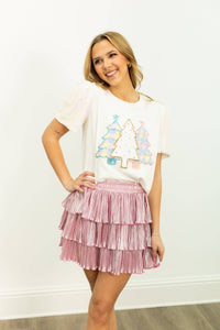 Christmas Tree Sequin Blouse - White