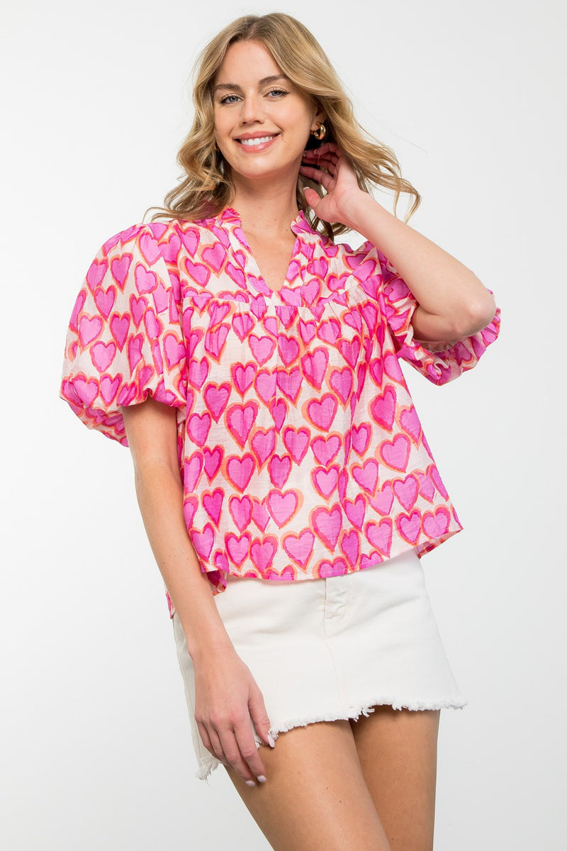Sweetheart Puff Sleeve Blouse