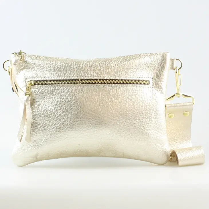The Metallic Rita Crossbody and Hipbag - Platinum