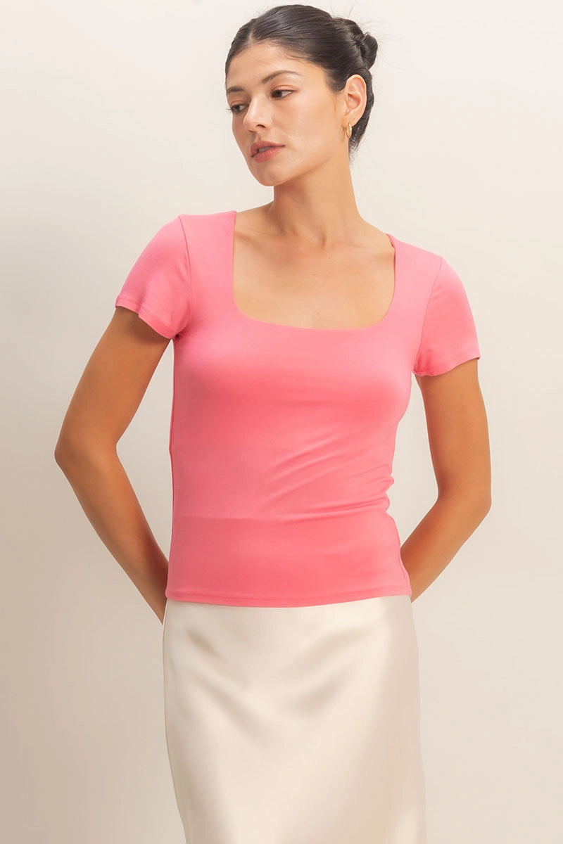 Everyday Basic Top - Taffy Pink