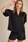 Marissa Puff Sleeve Blouse - Black
