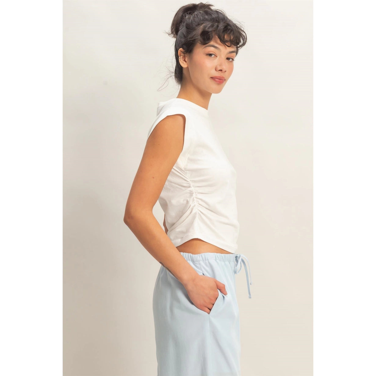 Synched Waist Top - Off White