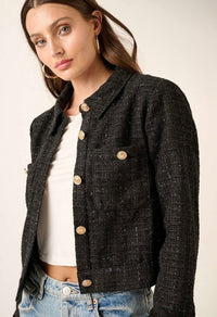 Blair Tweed Cropped Jacket - Black