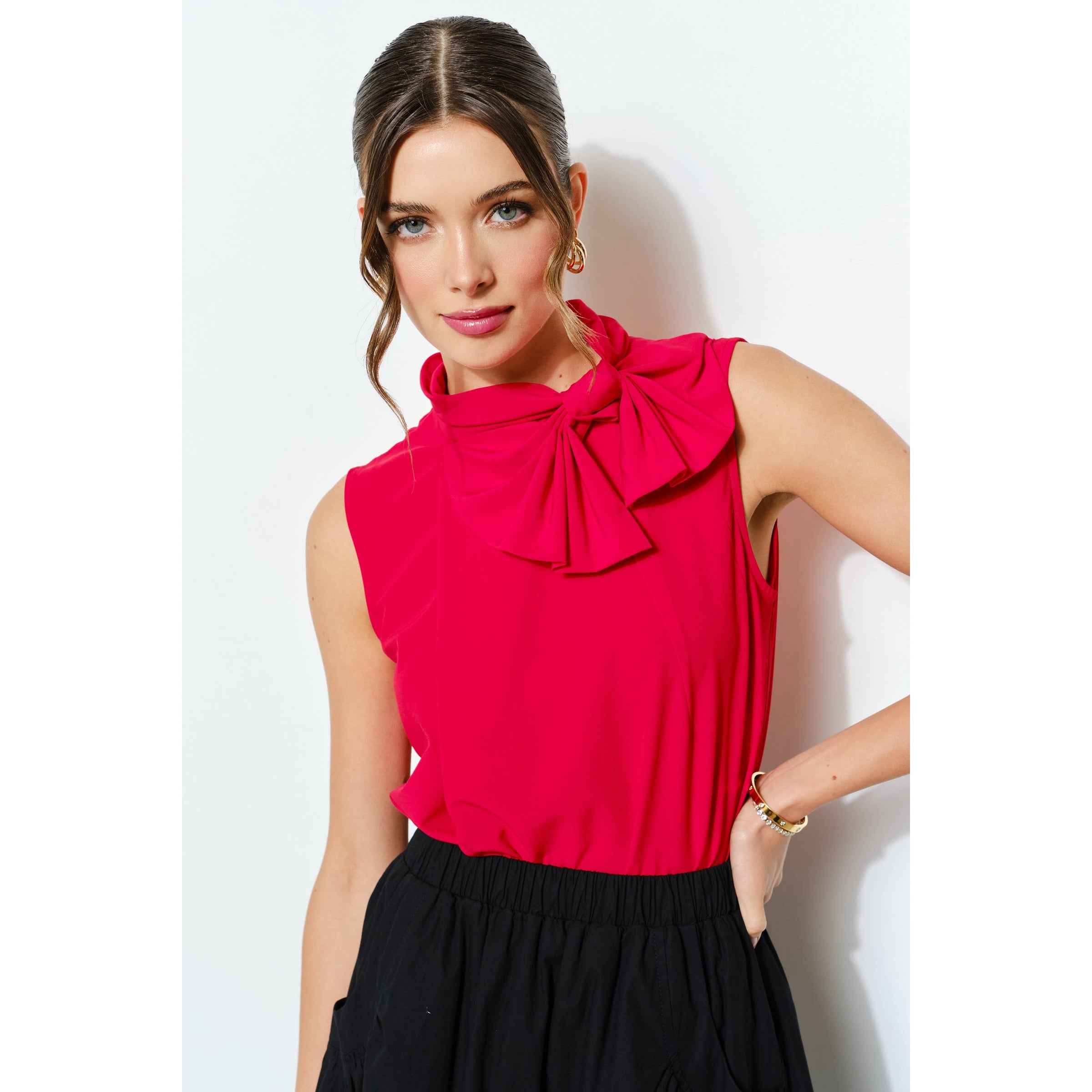 High Neck Blouse - Red