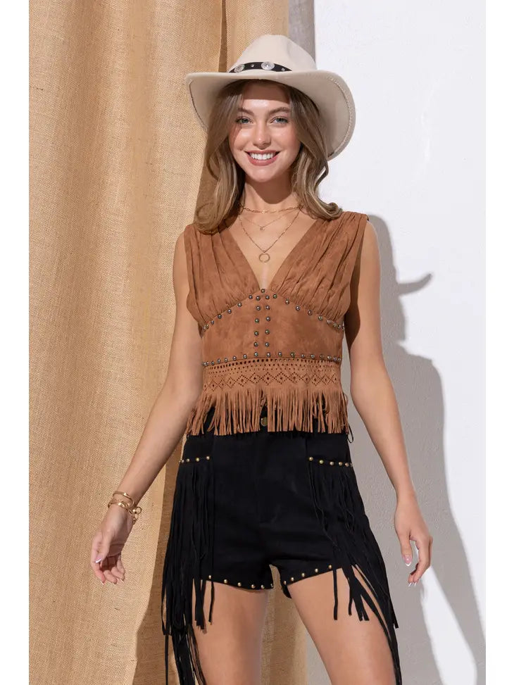 Emie Fringe Suede Top Rodeo