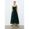 Velvet Floral Maxi Dress - Green