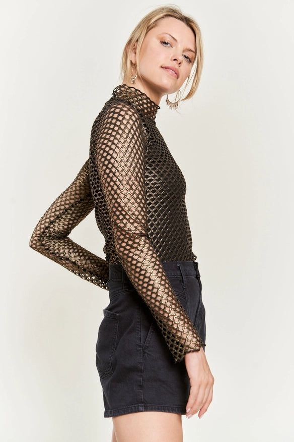 Regina Metallic Mesh Top