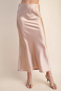 Silk Midi Skirt - Taupe