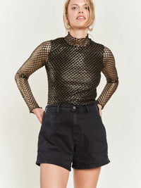 Regina Metallic Mesh Top