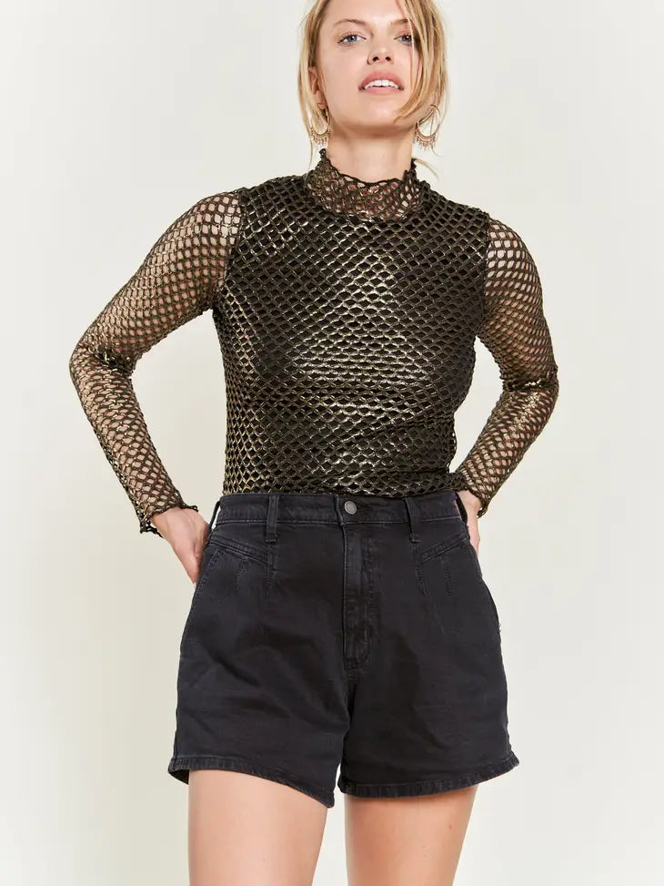 Regina Metallic Mesh Top