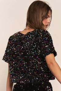 Cropped Sequin Top