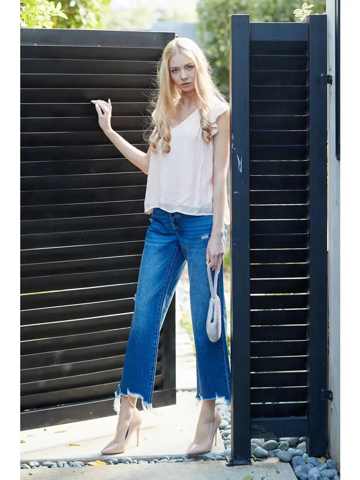 Distressed Dad Jeans - Mid Rise