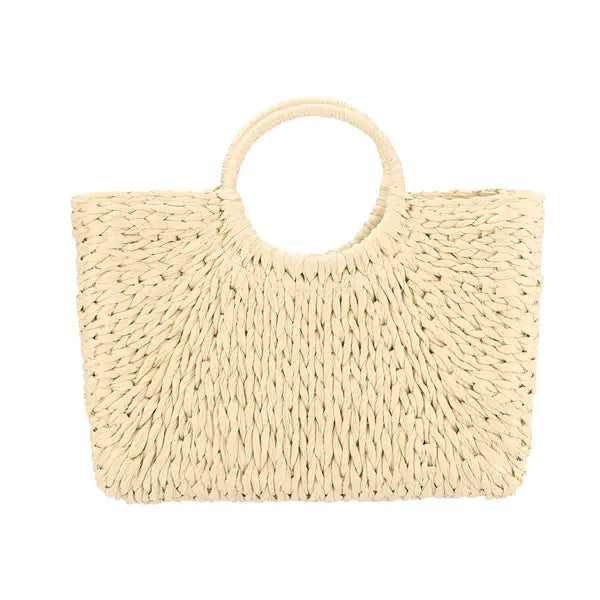 Natural Woven Tote - Beige