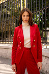 Natasha Velvet Fitted Blazer - Red