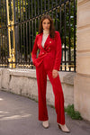 Natasha Velvet Fitted Blazer - Red