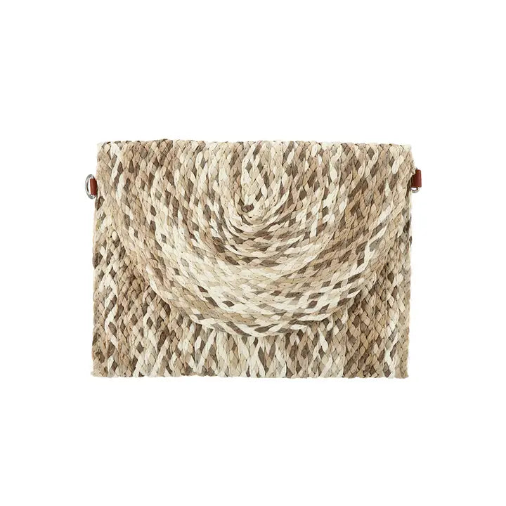 Ratan Woven Crossbody Clutch - Tan