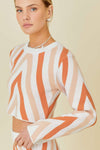 Cropped Color Block Knit Top - Rust