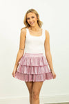 Ruffle Shimmer Skort - Pink