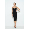 Embellished Bodycon Midi Dress - Black