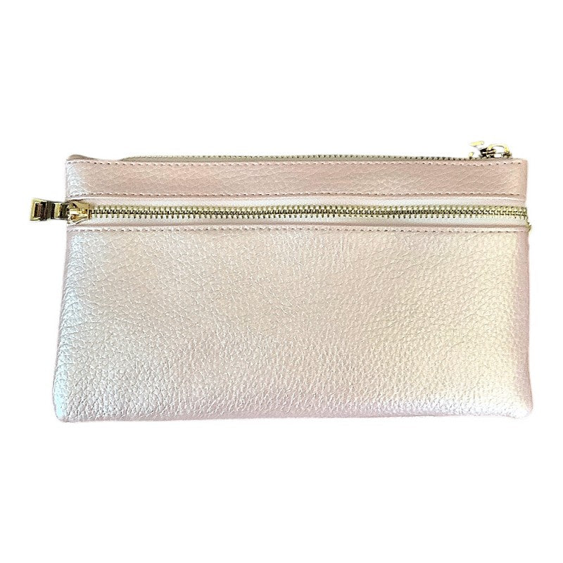 Metallic Crossbody Clutch - Light Pink
