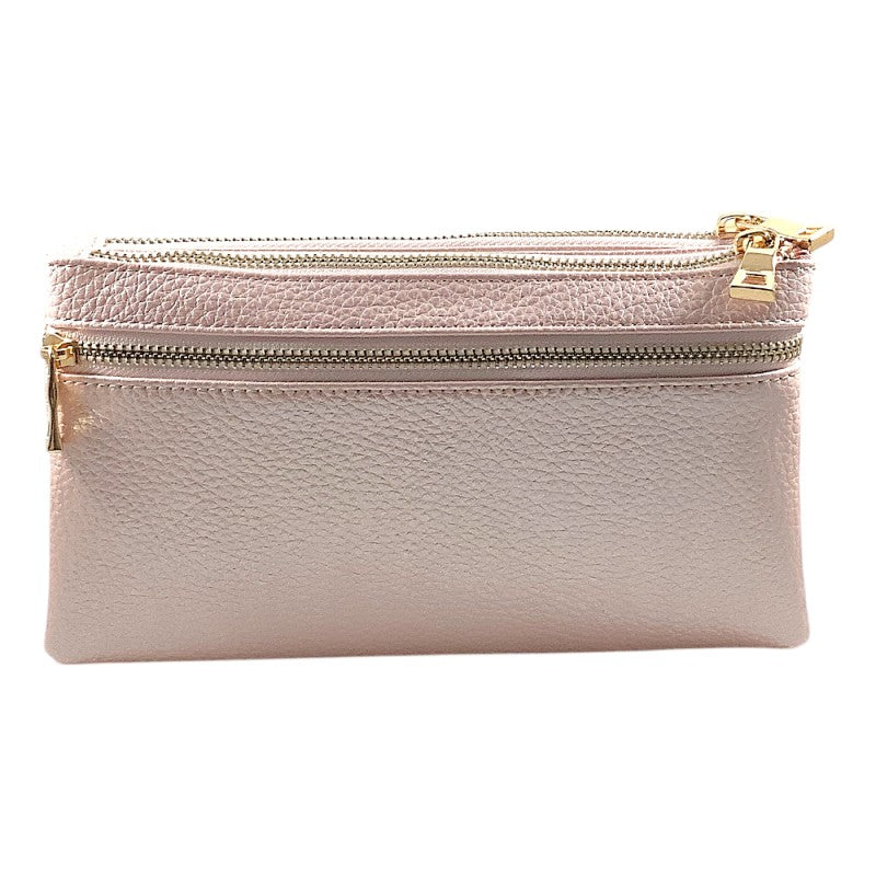 Metallic Crossbody Clutch - Mauve Pink