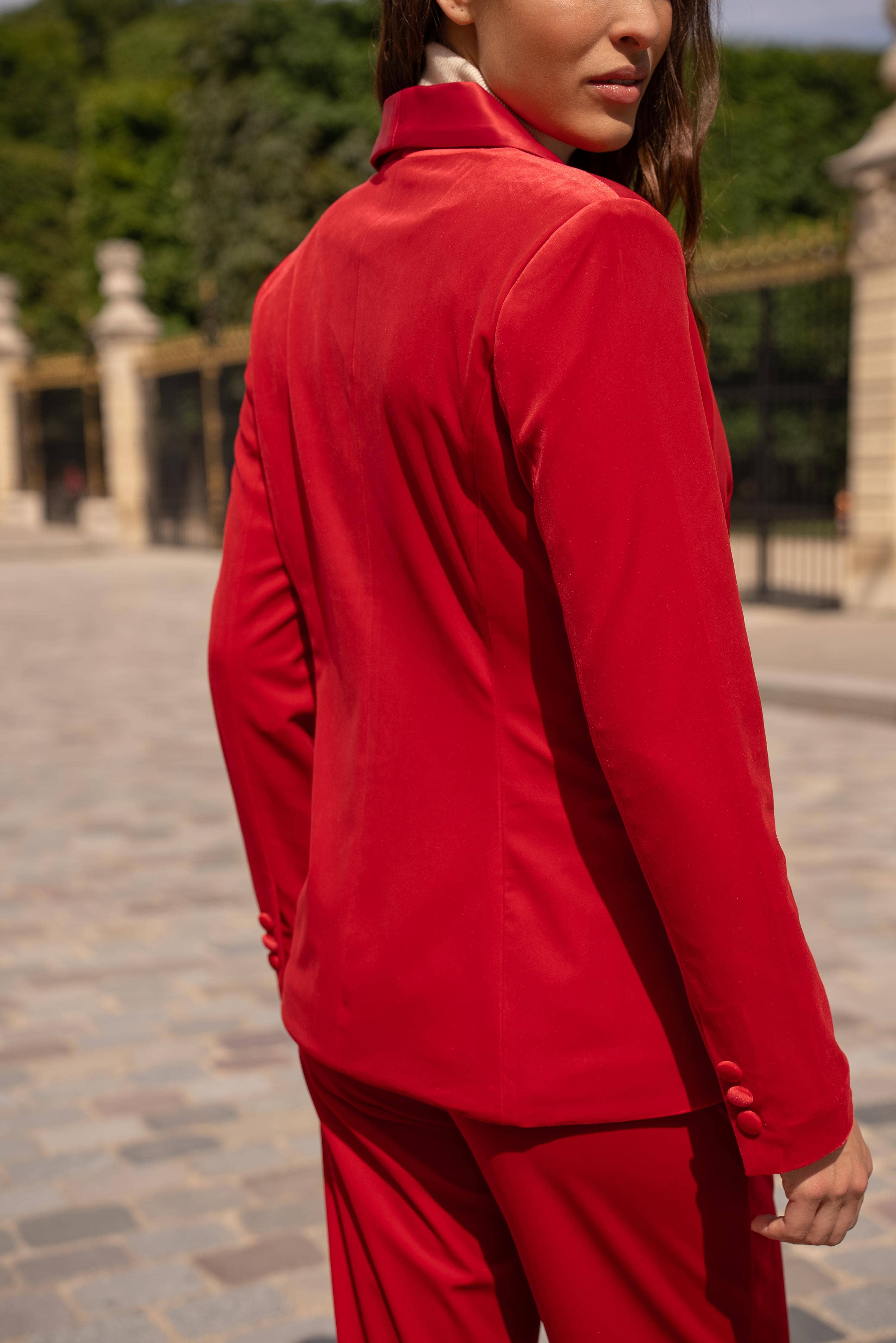 Natasha Velvet Fitted Blazer - Red – Karden Lane