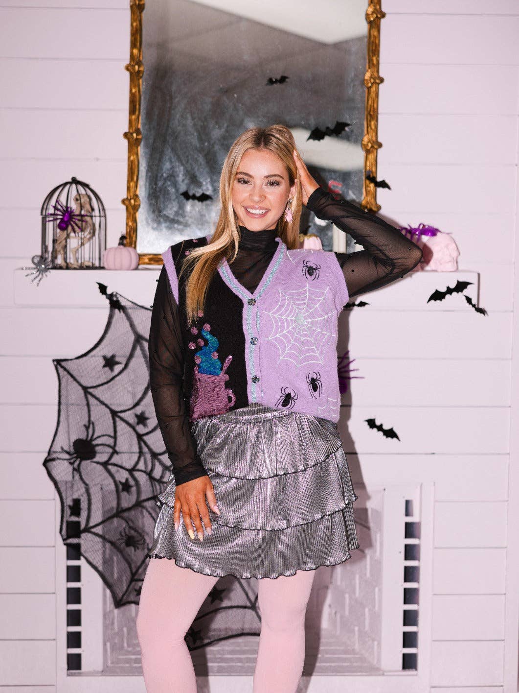 Ruffle Shimmer Skort - Silver