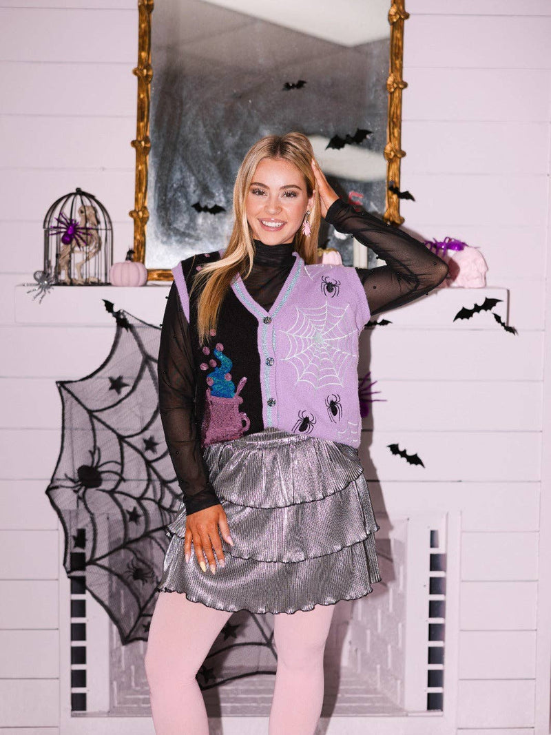 Ruffle Shimmer Skort - Silver