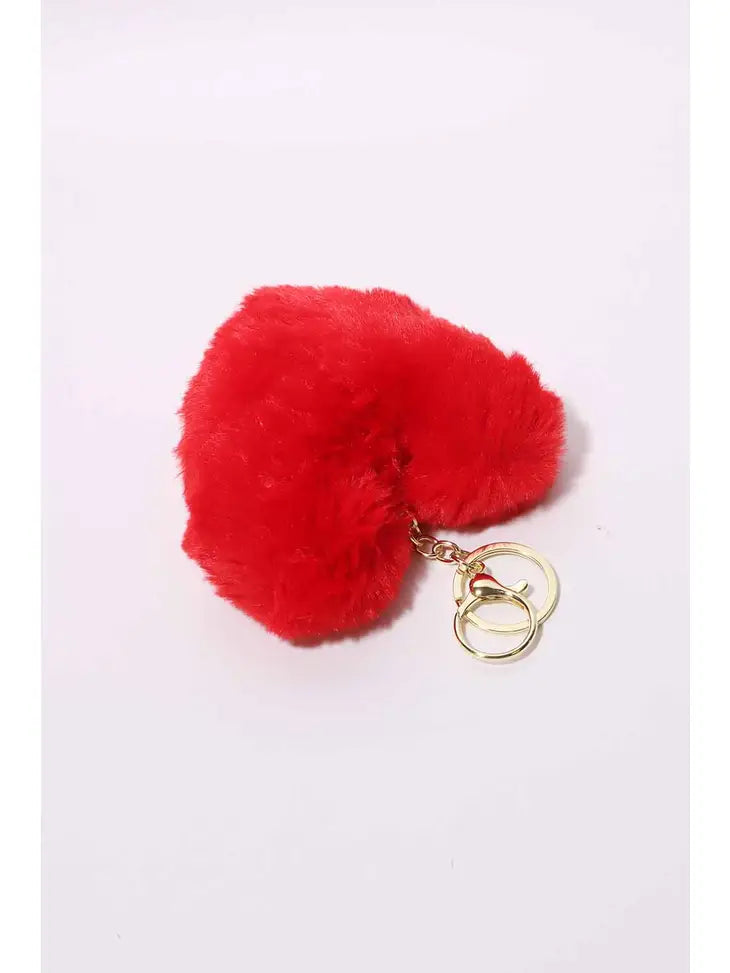 Valentine Plush Heart Keychain - Red