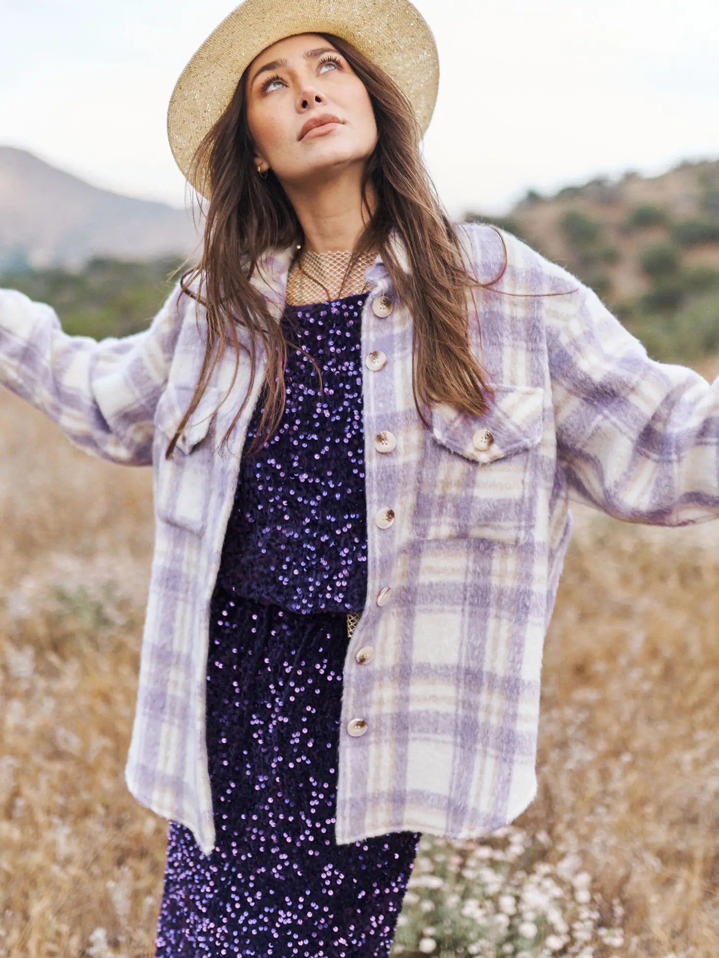 Plaid Shacket - Lilac