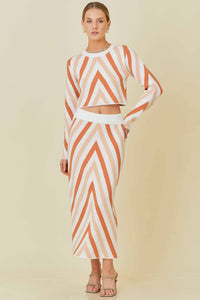 Midi Knit Skirt - Rust