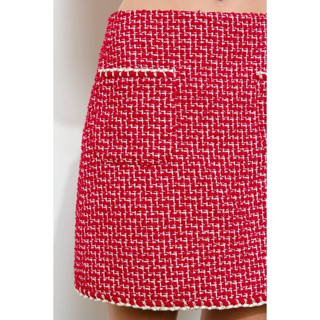 Blair Tweed Mini Skirt - Red