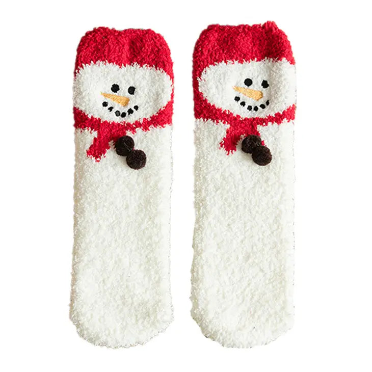 Ornament Fleece Socks - Snowman