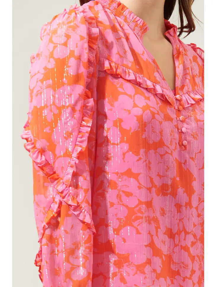 Carolina Pink and Red Bloom Blouse