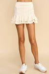 Tiered Ruffle Textured Skirt - Cream