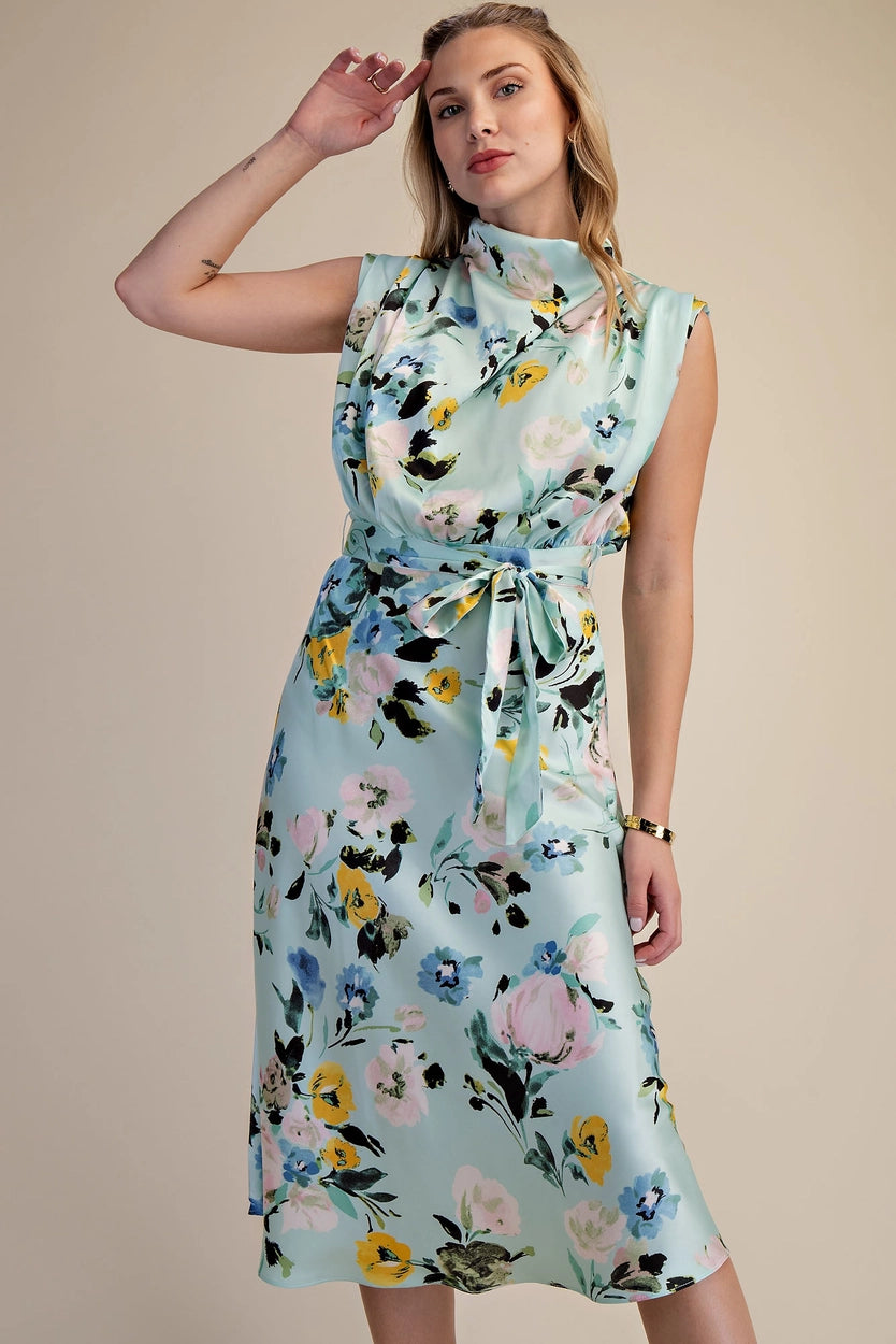 Floral Midi Dress - Mint
