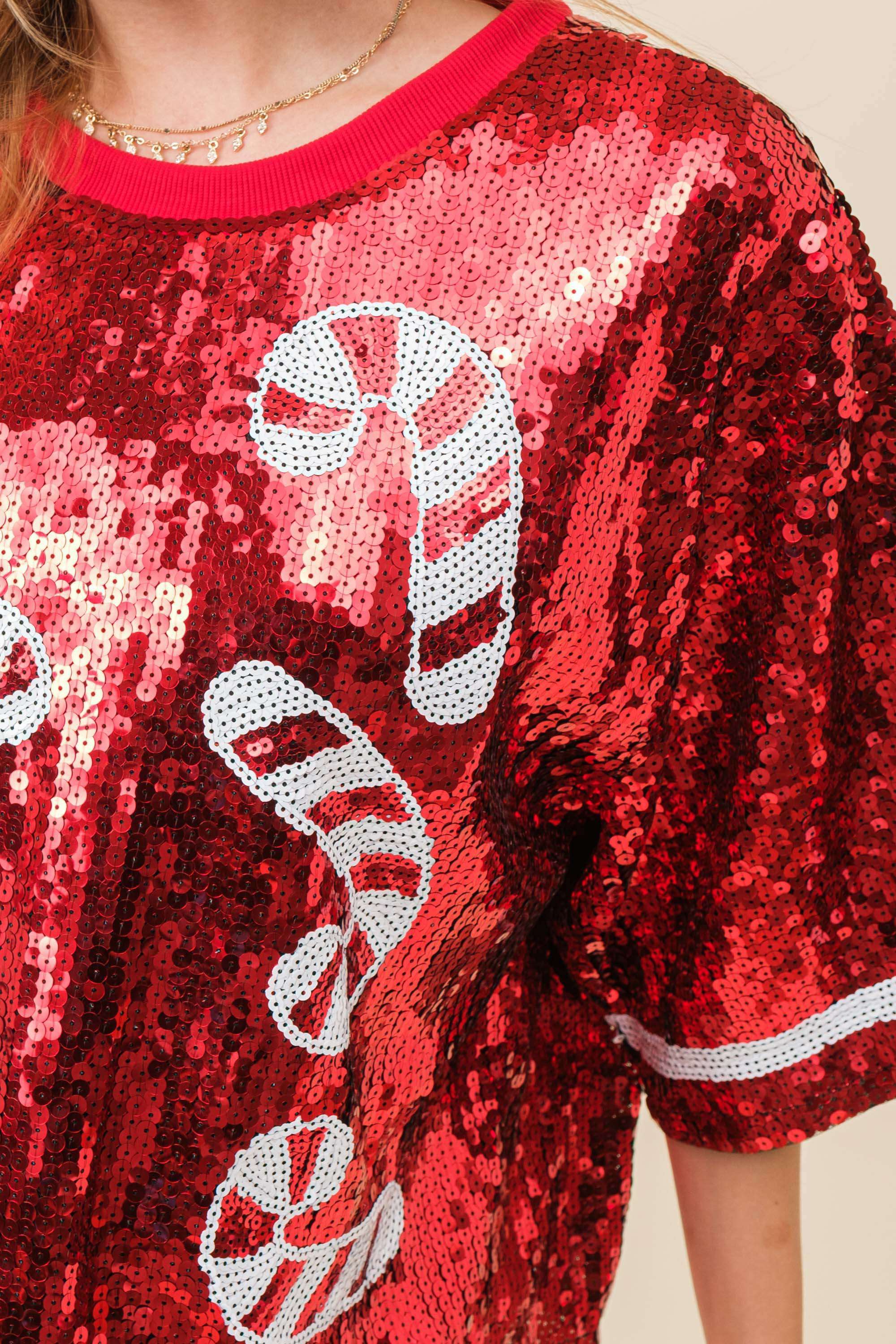 Candy cane sequin Crop Top