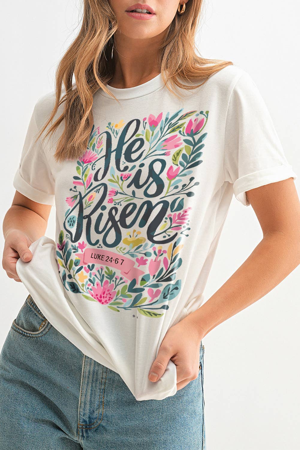 He is Risen Floral Graphic Tee